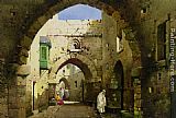 Charles Leaver A street in Jerusalem painting